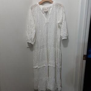 Johnny Was Yvette Tiered Dress White Eyelet